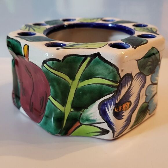 NEW Talavera Pottery Fruit & Floral Print Design Signed Venegas,Mexico Lead-Free - Picture 3 of 7